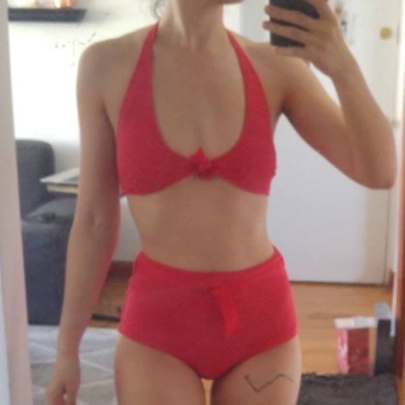 🌱HOST PICK🌱Aerie Jacquard Halter Tie Bikini Top - Picture 5 of 6